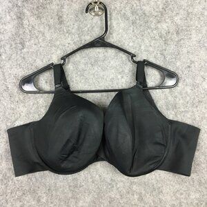 Cacique Bra 46C Invisible Backsmoother Lightly Lined Full Coverage Black Solid